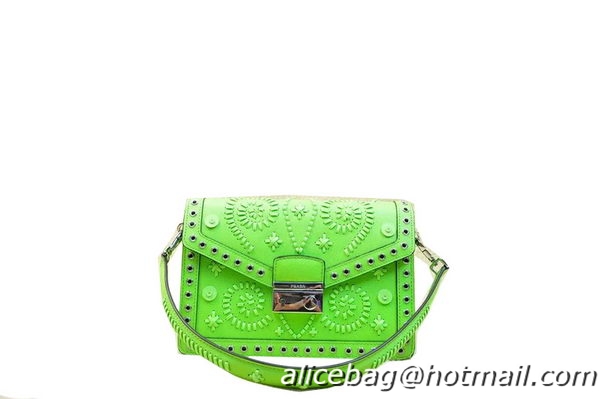 Prada BN924E Green Saffiano Leather Flap Bag