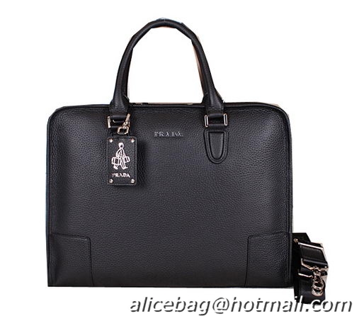 Prada Grainy Leather Briefcase VA3857 Black