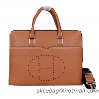 Hermes Briefcase Original Calf Leather HM8011 Wheat