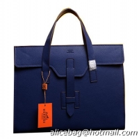 Hermes Briefcase Original Grainy Calf Leather H1120 Blue