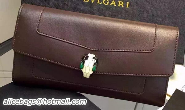 BVLGARI Wallet Pochette in Calf Leather BG0122 Brown