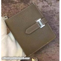 Traditional Discount Hermes Bi-Fold Wallet Togo Leather H512 Grey