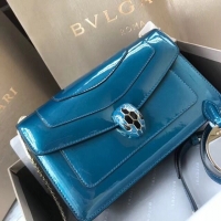 Discount BVLGARI Serpenti Forever metallic-leather shoulder bag 4953 blue