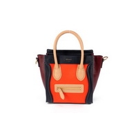 Celine Luggage small Fashion Bag 98168 Orange Black Maroon