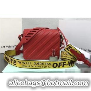 Lower Price Off-White Calf Leather Padded Binder Clip Bag OF40503 Red