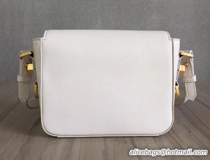 Free Shipping Off-White Smootch Calfskin Leather Diag Binder Clip Medium Bag OF40509 White