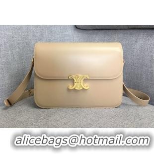Top Sale Celine Shiny Calfskin Medium Triomphe Bag 187363 Nude 2019