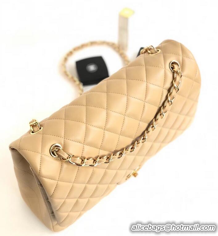 Best Price Chanel Maxi Classic Flap Bag A58601 in Lambskin Apricot/Gold