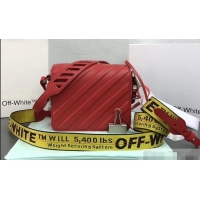 Lower Price Off-White Calf Leather Padded Binder Clip Bag OF40503 Red