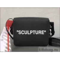 Famous Brand Off-White Saffiano Leather Sculpture Binder Clip Bag OF40505 Black/White