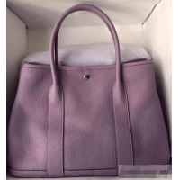 Shop Hermes Leather Garden Party Medium Bag H74001 Lavender