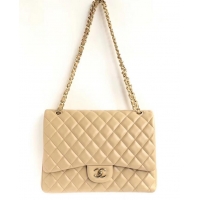 Best Price Chanel Maxi Classic Flap Bag A58601 in Lambskin Apricot/Gold