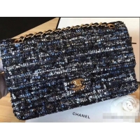 Good Quality Chanel Tweed Medium Classic Flap Bag A925411 Black/Blue