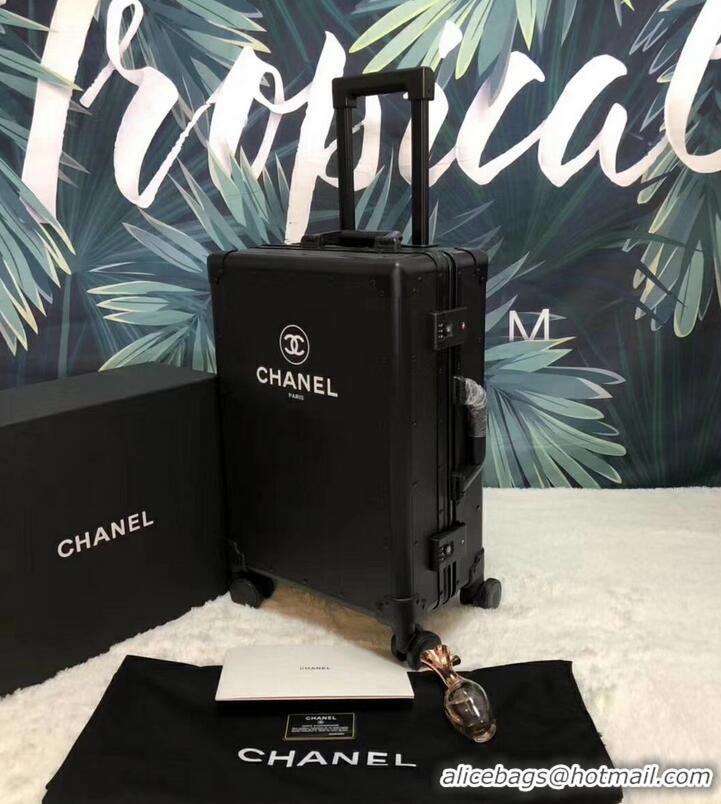Good Looking Chanel Logo Trolley Travel Luggage Bag C412021 Black