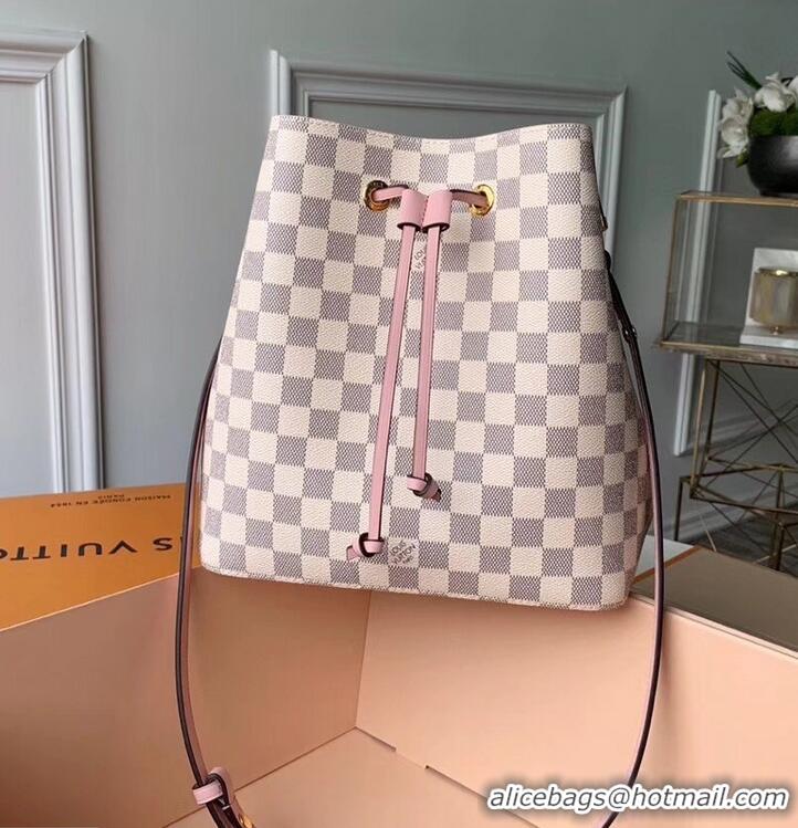 Discount Louis Vuitton Damier Azur Canvas NeoNoe Bucket Bag N40152 Eau de Rose 2019