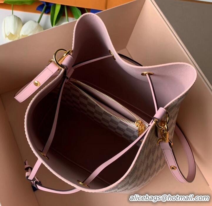 Discount Louis Vuitton Damier Azur Canvas NeoNoe Bucket Bag N40152 Eau de Rose 2019