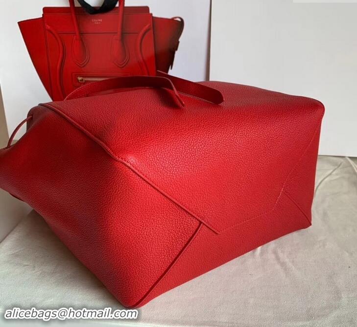 Best Price Celine Small Cabas Phantom Bag in Grained Calfskin 401801 Red