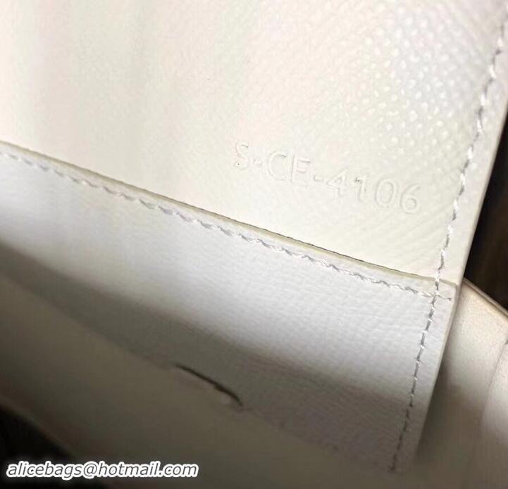 Fashion Celine Small Cabas Shopping Bag in Grained Calfskin 189813 White/Gray 2019