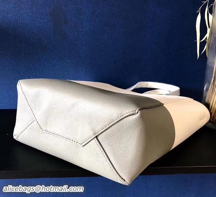 Fashion Celine Small Cabas Shopping Bag in Grained Calfskin 189813 White/Gray 2019