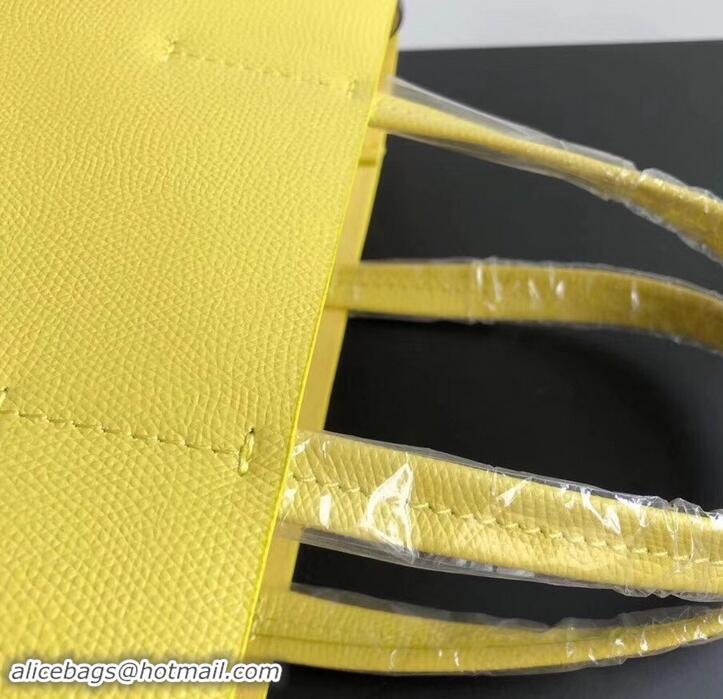 Best Price Celine Small Cabas Shopping Bag in Grained Calfskin 189813 Yellow/Etoupe 2019