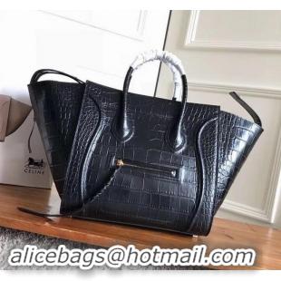 Stylish celine crocodile pattern phantom luggage 419018 black