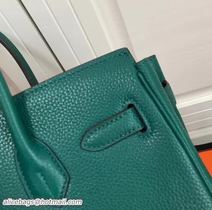 Enough Faux Hermes Birkin 30 Bag In Leather with Gold/Silver Hardware 420015 Peacock Green 