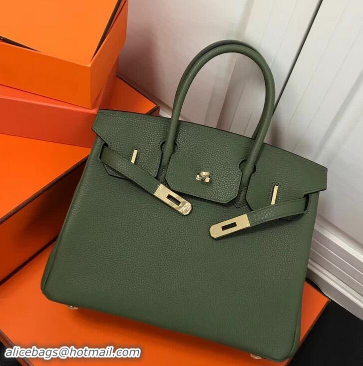 New Design Hermes Birkin 30 Bag In Leather with Gold/Silver Hardware 420015 Army Green