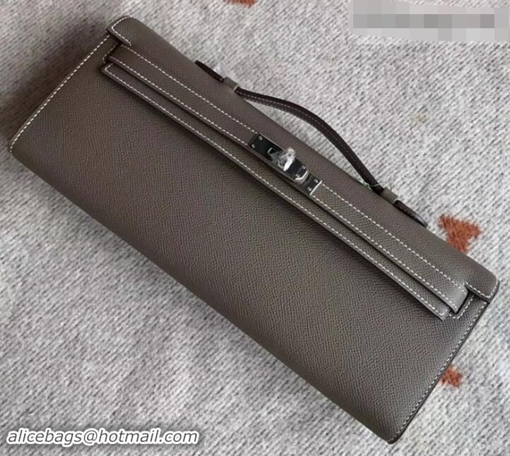 Discount Hermes Kelly Cut Handmade Epsom Leather Clutch Etoupe With Gold/Silver Hardware H442101