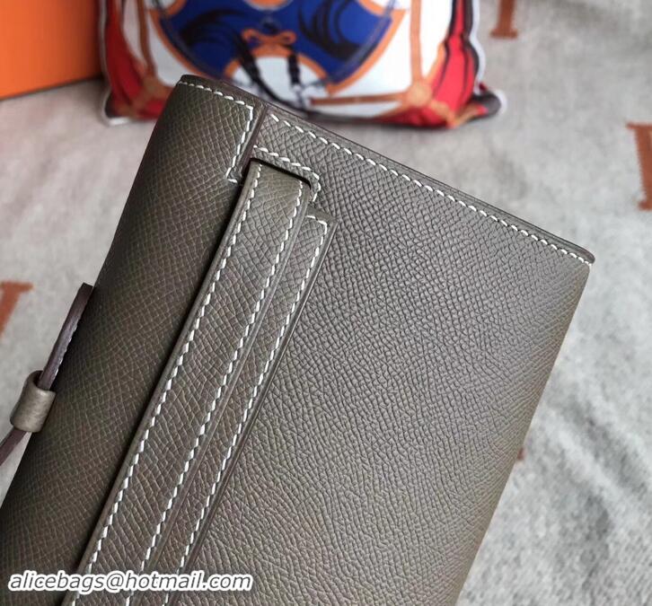 Discount Hermes Kelly Cut Handmade Epsom Leather Clutch Etoupe With Gold/Silver Hardware H442101