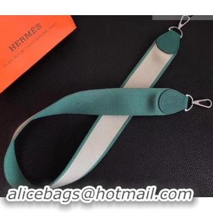 Discount Design Hermes Wide Fabric Shoulder Strap H442103 Green/Silver
