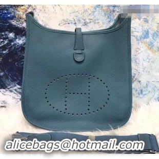 Stylish Hermes Evelyne III PM Bag in Original Togo Leather 423018 Denim Blue