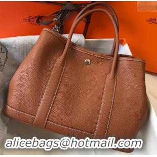 New Design Hermes Calfskin Garden Party 30cm Bag 425011 Brown
