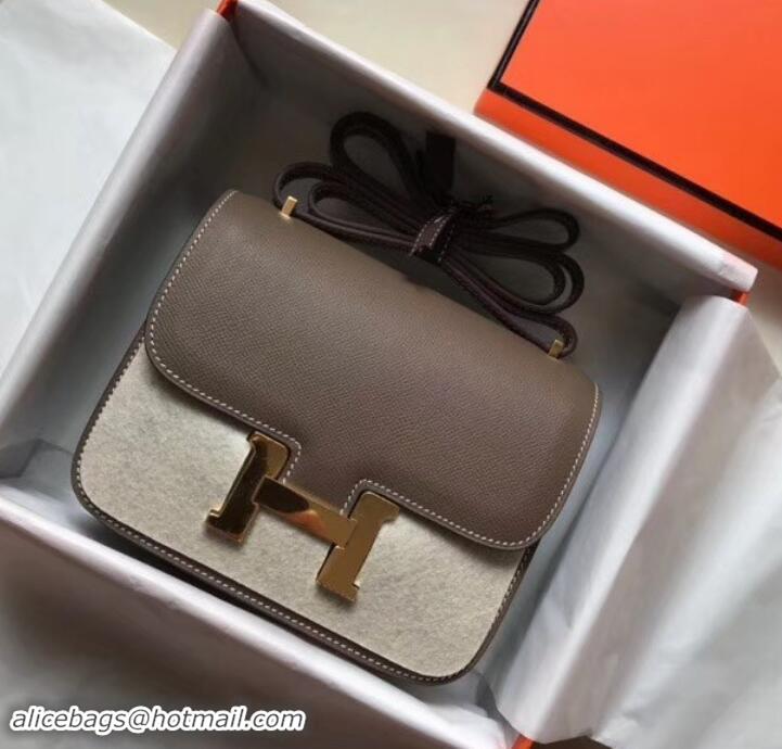Shop Duplicate Hermes Constance MM Bag in Epsom Leather Etoupe with Gold Hardware H42611
