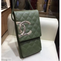 Good Product Chanel CC Logo Clutch with Strap Phone Bag 400061 Green 2019