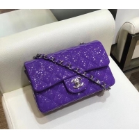 Discount Chanel Classic Flap Small Bag A1116 purple in Patent Leather with silver Hardware