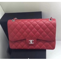 Best Price Chanel original quality Caviar Classic jumbo Flap Bag 1113 burgundy with silver Hardware