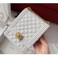 Grade Quality Chanel Boy North/South Small Flap Bag AS0130 Patent White 2019