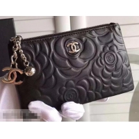 Grade Chanel Coin Purse 31504 Small Pouch Bag Camellia Black 