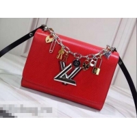 Good Looking Louis Vuitton LV Love Lock Charms Epi Leather Twist MM Bag M44311 Red 2019