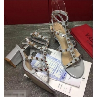 Cheapest Valentino Cage Rockstud Patent Calfskin Sandals 6.5cm VT8758 Baby Blue