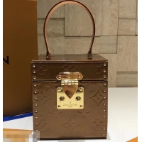Original Cheap Louis Vuitton Vintage Monogram Vernis Bleecker Box Top Handle Bag M40011 Caramel 2019