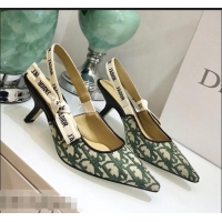 Low Price Dior J’Adior Slingback Heel 65mm Pump in Oblique Canvas D1924 Green