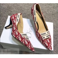 Low Cost Dior Heel 6.5cm J'Adior And Double Ribbon Pumps In Obliuqe Jacquard Canvas D2204 Red 2019