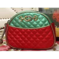 Imitation Gucci Laminated Leather Small Bag 510388 Metallic Green/Red 2019