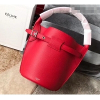 Grade Design Celine Nano Big Bag Bucket Bag in Grained Calfskin 187243 Red 2019