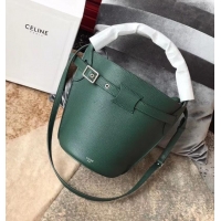 Sumptuous Celine Nano Big Bag Bucket Bag in Grained Calfskin 187243 Green 2019