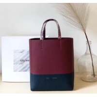 Duplicate Celine Small Cabas Shopping Bag in Grained Calfskin 189813 Burgundy/Black 2019