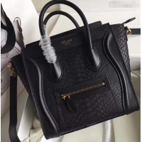 Free Celine Python Luggage Nano Bag 419012 Black