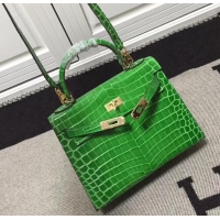 Chic Reproduction Hermes Kelly 28cm in Green Crocodile with Gold Hardware 4200120