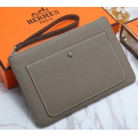Popular Style Hermes Calf Leather Zip Clutch H442111 Grey